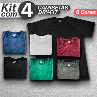 Kit com 4 Camiseta Térmica Esporte Dry Fit Anti Suor
