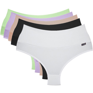 Kit Com 10 Calcinhas Cós Alto Confortaveis Cores Variadas