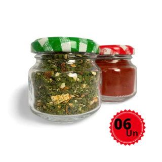 KIT c/06 Potes de Vidro Papinha 120ml p/Geleias, Doces, Conservas, Temperos, Compotas (POTES+TAMPAS+LACRES)
