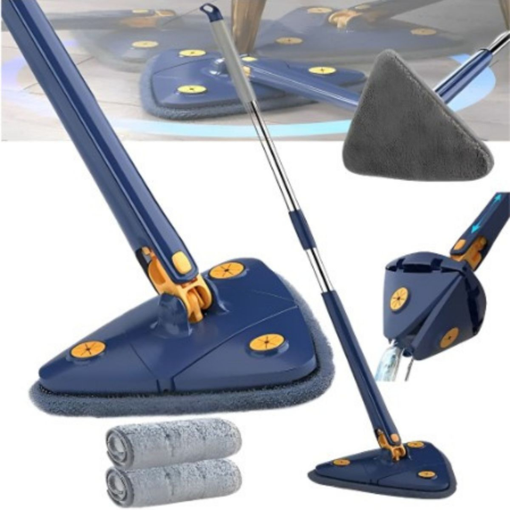 Esfregão Triangulo Mop De Limpeza Ajustável Giratória 360° com Refil