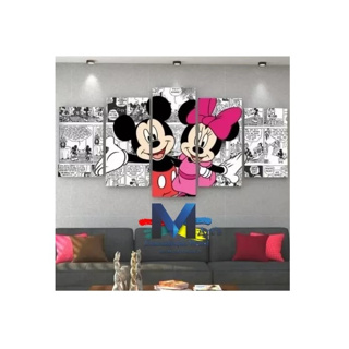Quadro Do Mickey E Minnie Top Promoção 5 Peças