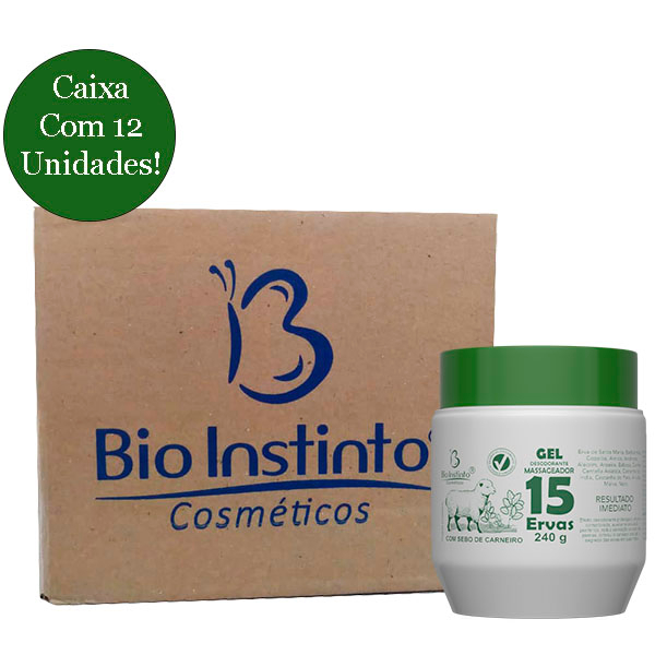Caixa Com 12 Unidades Gel para Massagens 15 Ervas 240g Bio Instinto