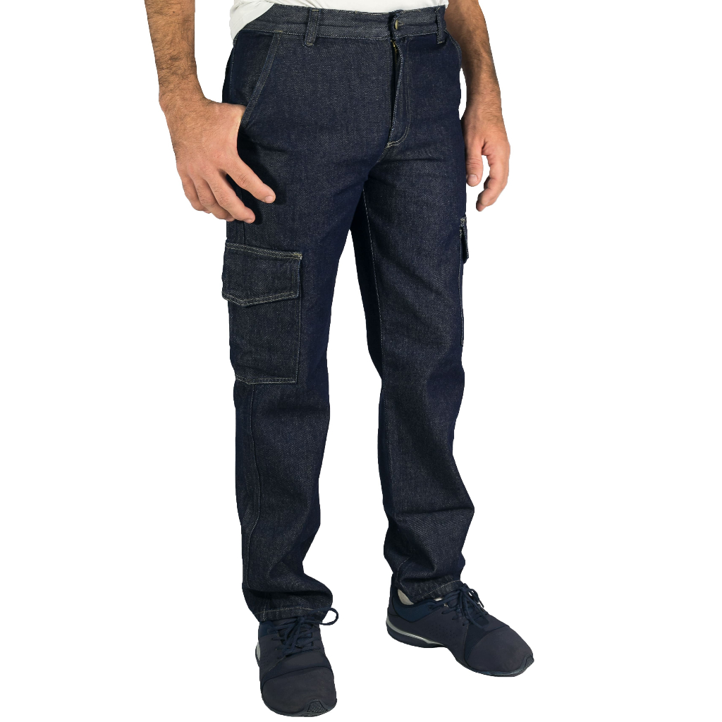 Calça jeans masculina com bolso sales nas pernas