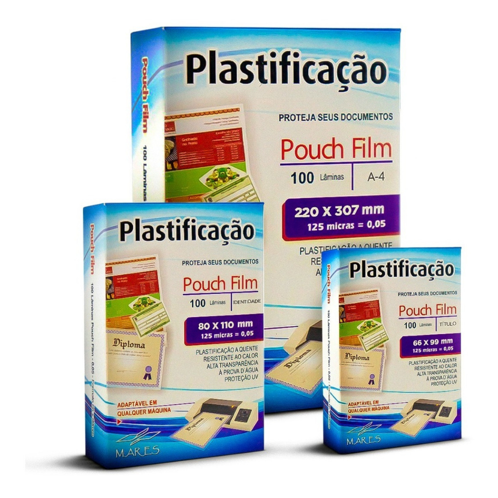 Kit Polaseal Plástico Para Plastificação 300un - (100 A4) - (100 RG) - (100 CPF)