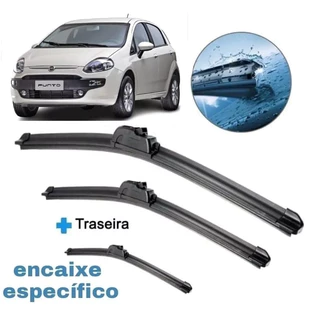 Palheta Limpador De Parabrisa Carro Punto 2007 - 2018 Kit Dianteira Traseira