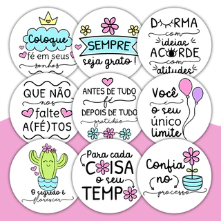 Kit 150 Etiquetas Adesivos Vinil Frases Motivacionais Frases Incentivo Embalagem Cliente