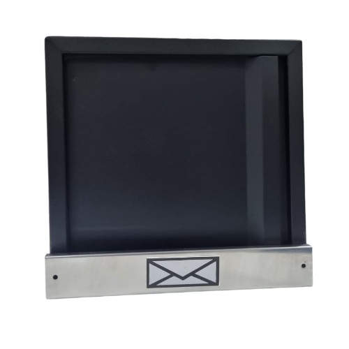 Caixa de Correio Grade Vertical Preto Fosco Tarja Inox Top Moderna