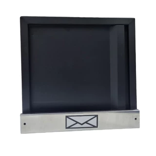Caixa de Correio Grade Vertical Preto Fosco Tarja Inox Top Moderna