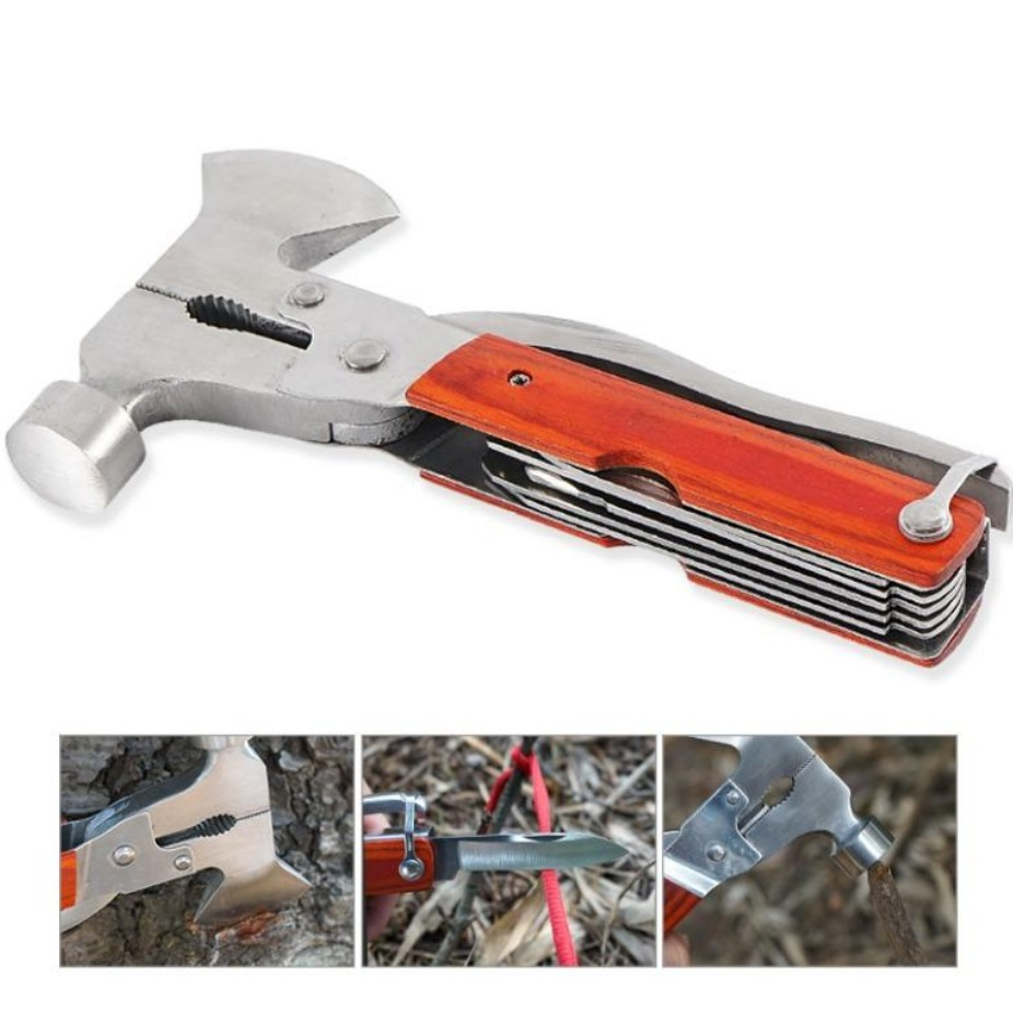 Martelo Tático Multifuncional Alicate Pesca Caca Camping Machadinha