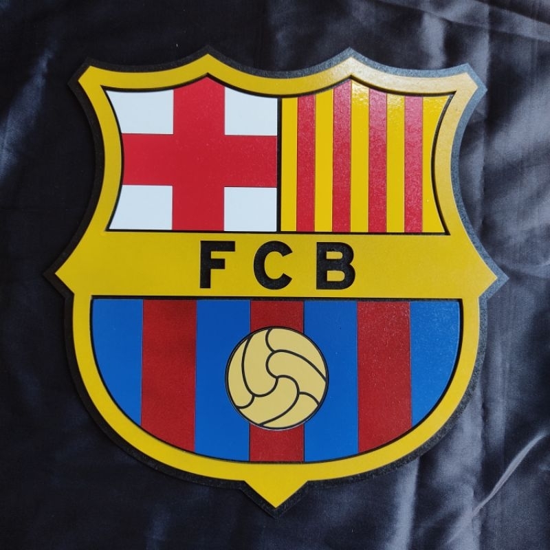 Placa aplique em MDF decoração time de futebol escudo Barcelona FC 3D