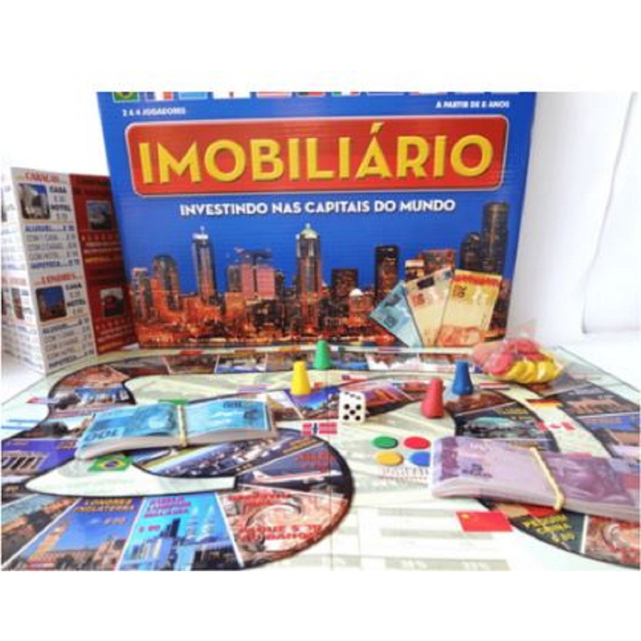 Banco Imobiliário Jogo Tabuleiro Investindo nas Capitais do Mundo Jogo de Mesa Jogar Dinheiro Educativo