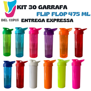 Kit 30 Garrafa Flip Flop 475 mL várias cores - Garrafa de água- Garrafa pra academia