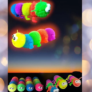 Brinquedo Lagarta de Aperta Maluca Infantil Com Led 5 Cores KIT 3 e 5 e10