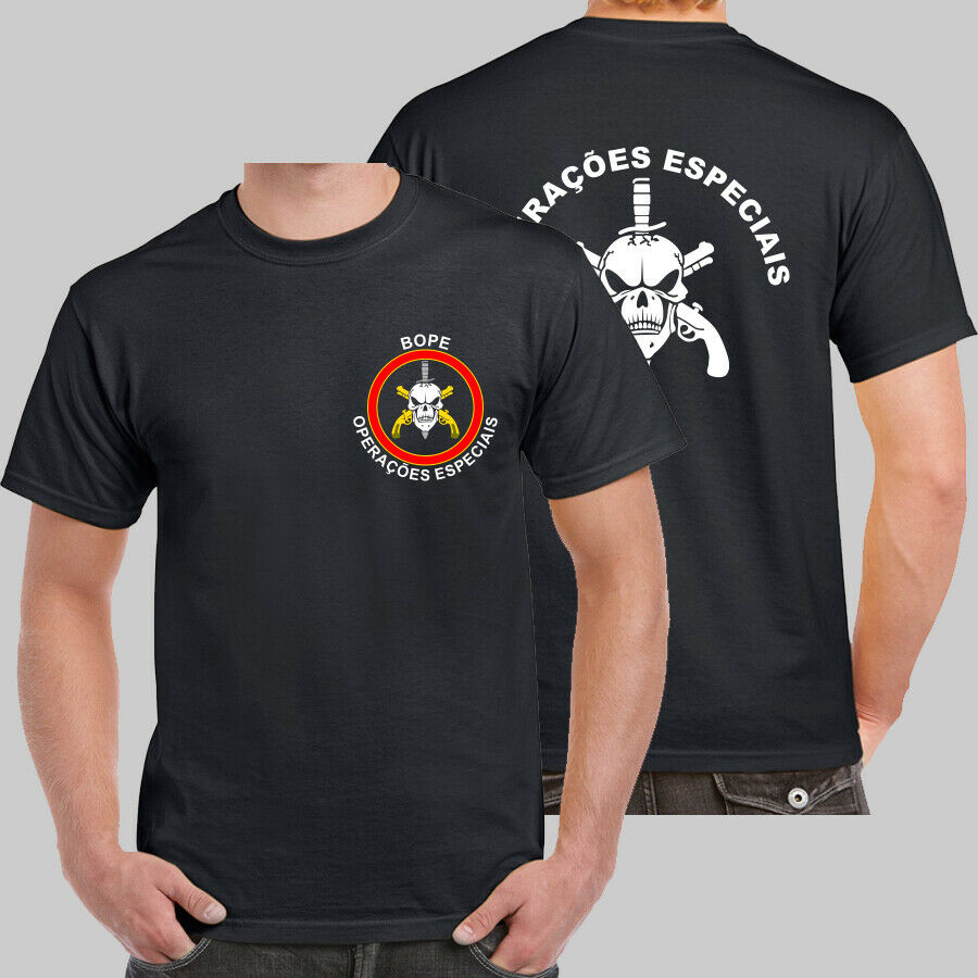 BOPE Brazil Special Forces Military T-Shirt - Original Elite Troop Black Cotton Tee (Unisex)