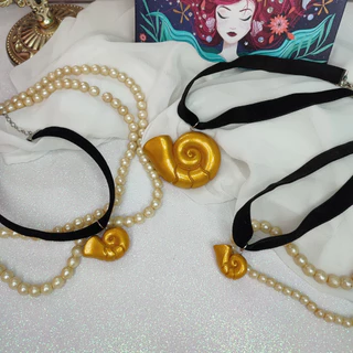 Choker Colar Concha Úrsula Ariel Pequena Sereia Acessório Natureza Bruxa Mar Magia Biscuit