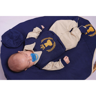 Saída Maternidade de Menino Ravi Elegance AzuL Marinho - 4 peças