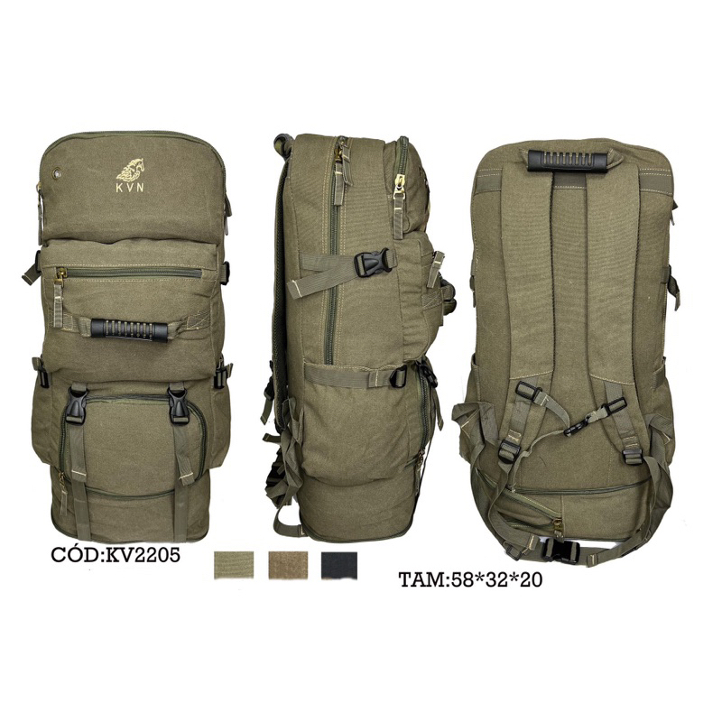 Mochila KVN 2205 Camping Em Lona Com Expansão Reforçada 80 Litros