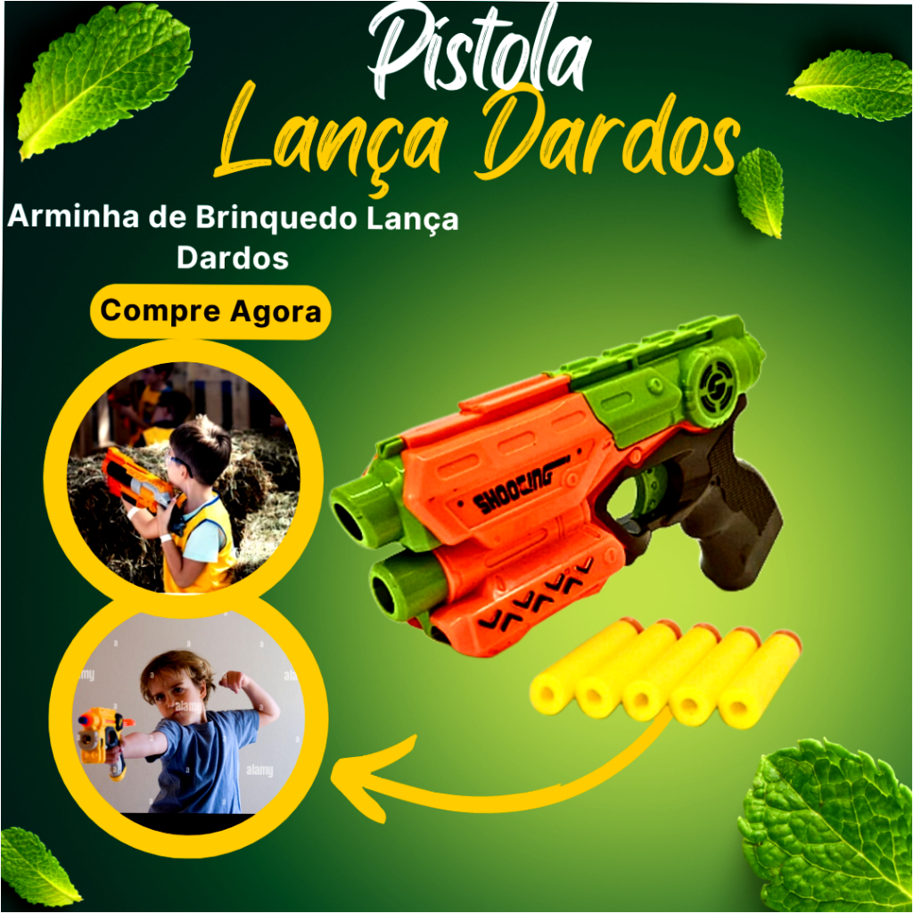 Arminha Dardos Nerf Com Pente De Balas Pistola Revolver