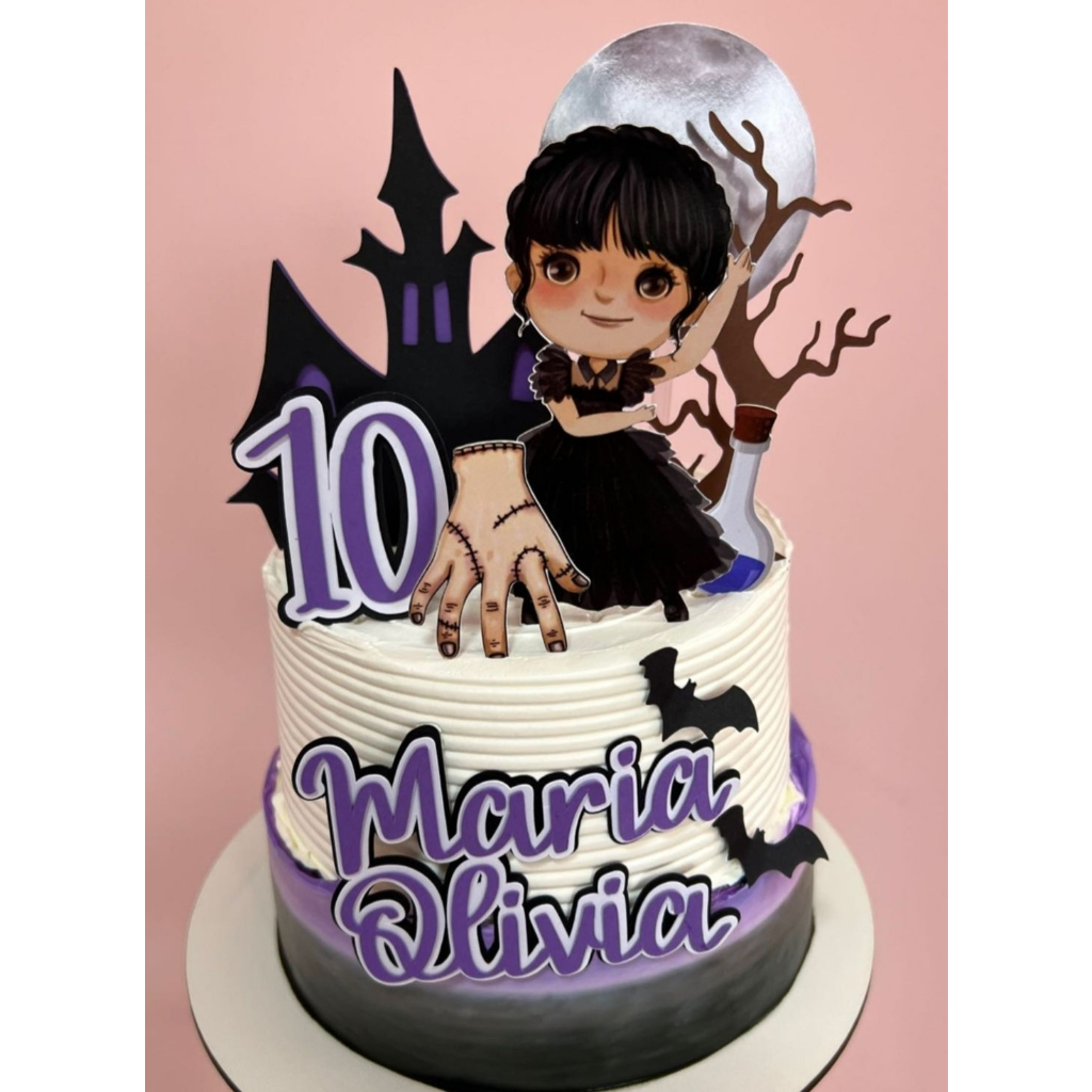 Topper Para Bolo Festa Aniversário Wandinha Addams 4 Un