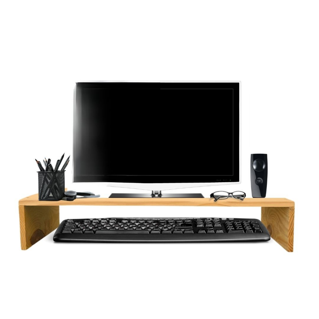 Suporte Para Monitor Organizador De Mesa Feito Em Madeira