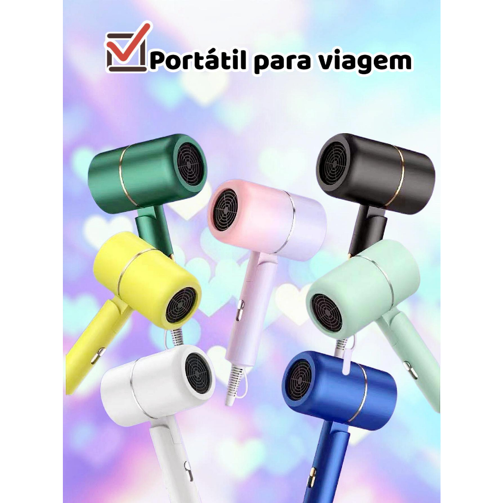 Secador De Cabelo Portátil Secador Dobrável Viagem Mini 220v Super ...