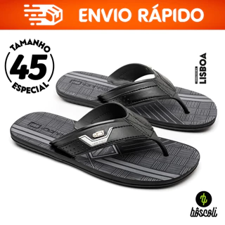 Chinelo de dedo Masculino Adulto Tamanho Especial Lisboa Número 45 PRETO