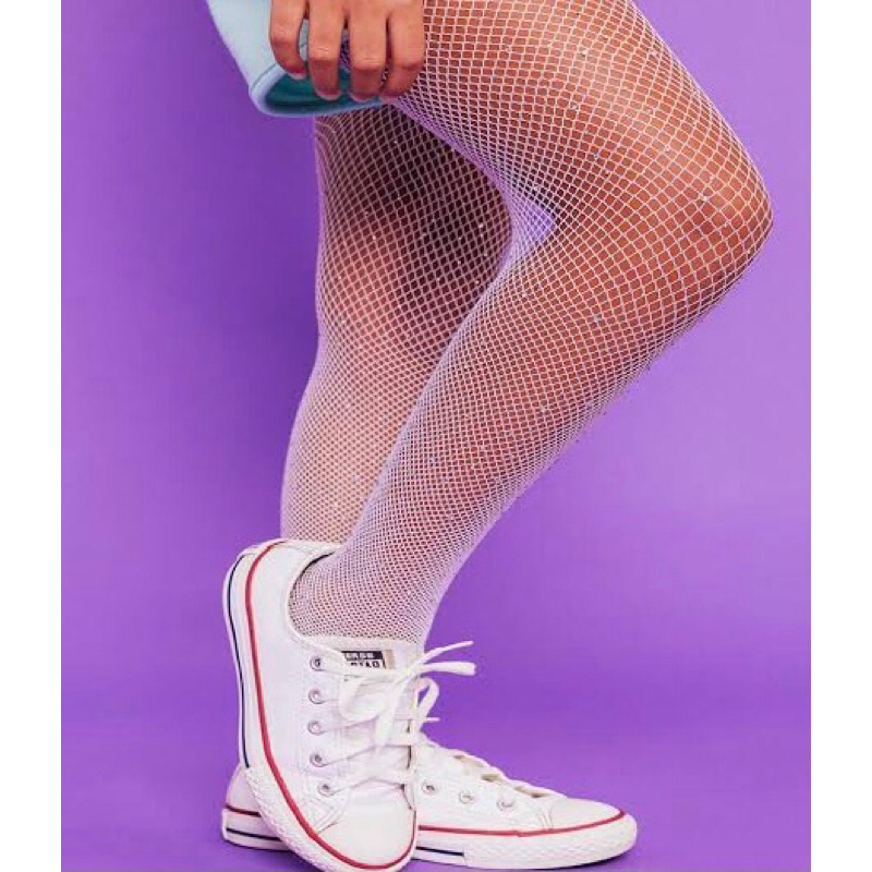 Meia Arrastao Branca Com Strass brilho grande adulto Shopee Brasil