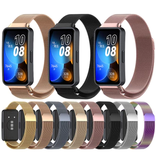 Pulseira para Huawei band 8 milanesa de metal em aço inoxidável