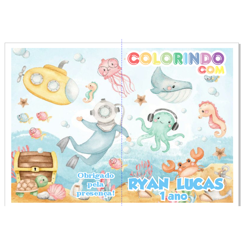 Livro De Colorir Personalizado - Fundo Do Mar - Lembrancinha | Shopee ...