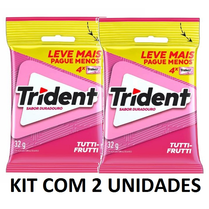TRIDENT TUTTI-FRUTTI C/4unidades CADA 32G KIT COM 2 UNIDADES