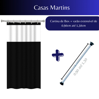 Cortina Box em PVC Para Banheiro Anti Mofo Com Ganchos Varias Cores + Suporte de cortina