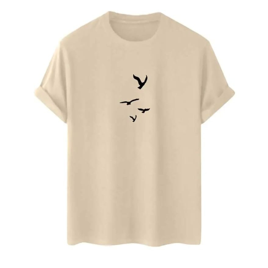 Camiseta Minimalista Unissex Pássaros Algodão Tumblr Lançamento