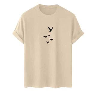 Camiseta Minimalista Unissex Pássaros Algodão Tumblr Lançamento