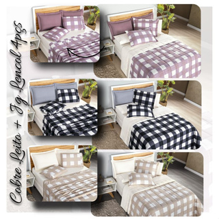 Kit Colcha Cobre Leito Padrao 3pcs Dolce Vita 200Fios + Jg Cama 4pcs
