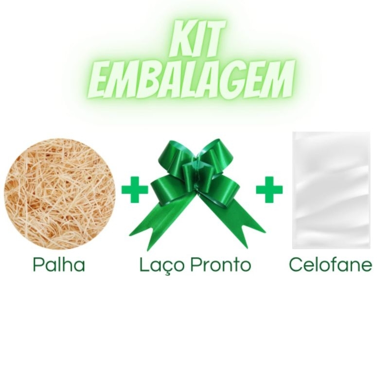 Kit Embalagem Saquinho de Presente Com Laço e Palha