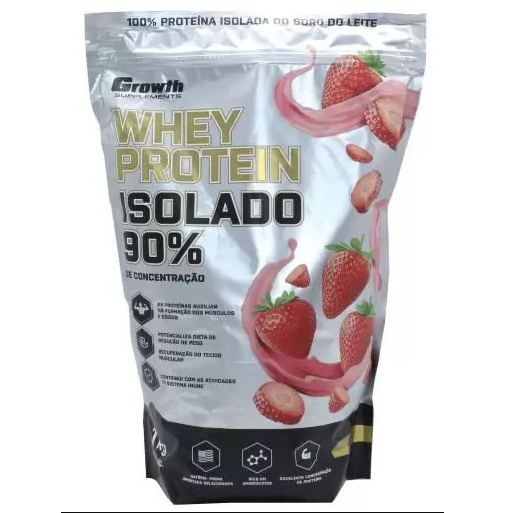 WHEY PROTEIN ISOLADO MORANGO (1KG) – GROWTH SUPPLEMENTS