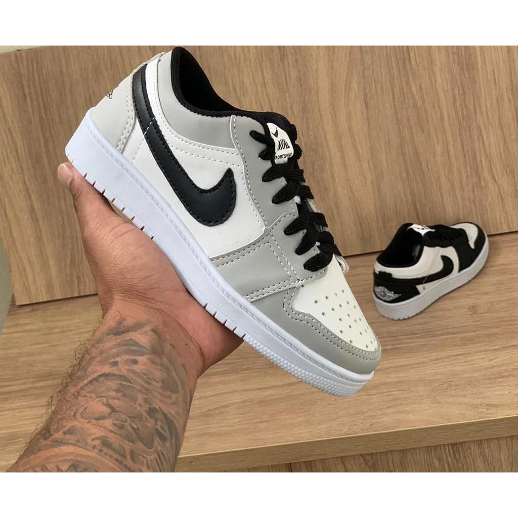 Tenis Nike Cano Baixo Jordan Low 1 Preto/Cinza Masculino/feminino ...
