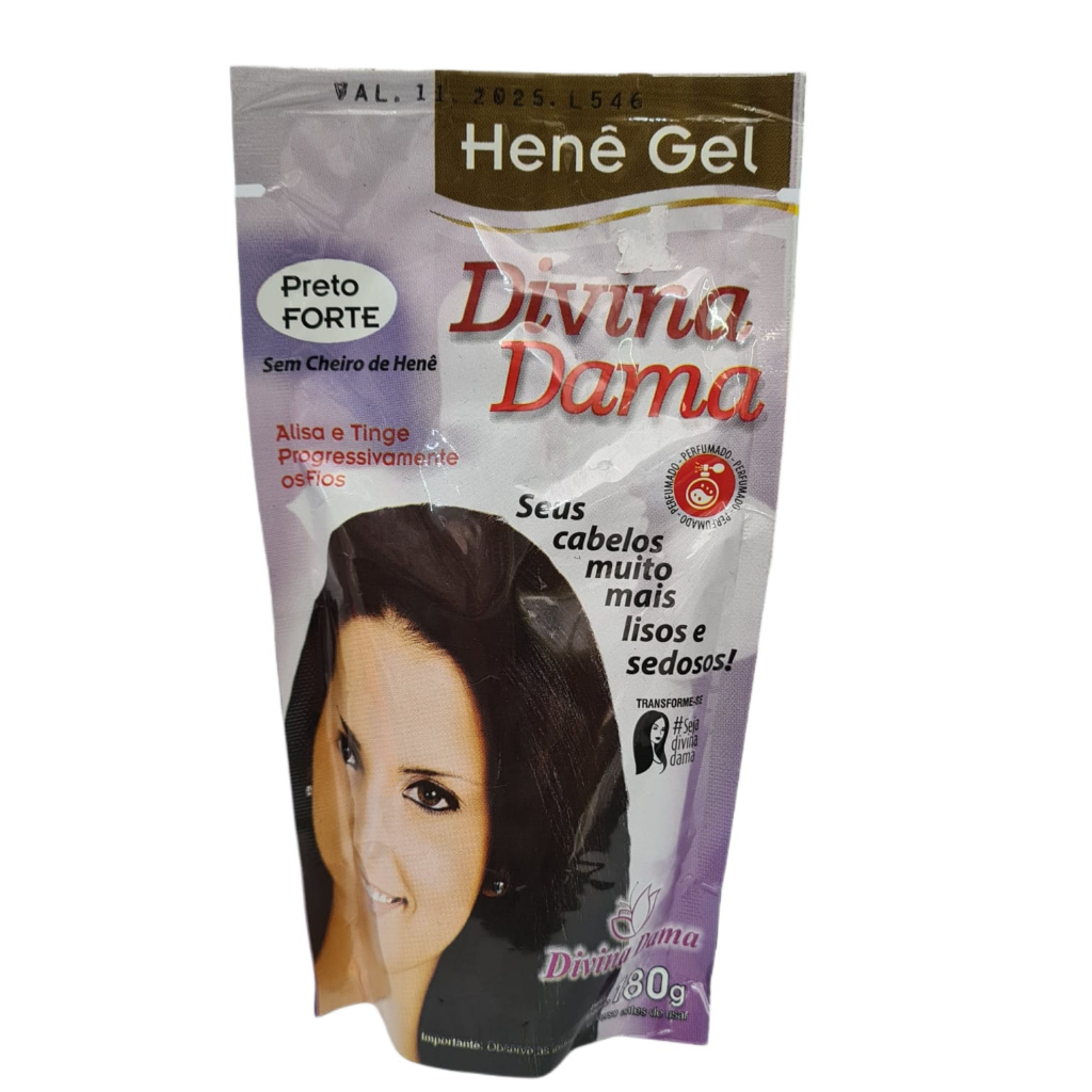 Henê para cabelo em gel Divina Dama 180g preto forte sem cheiro alisa e ...