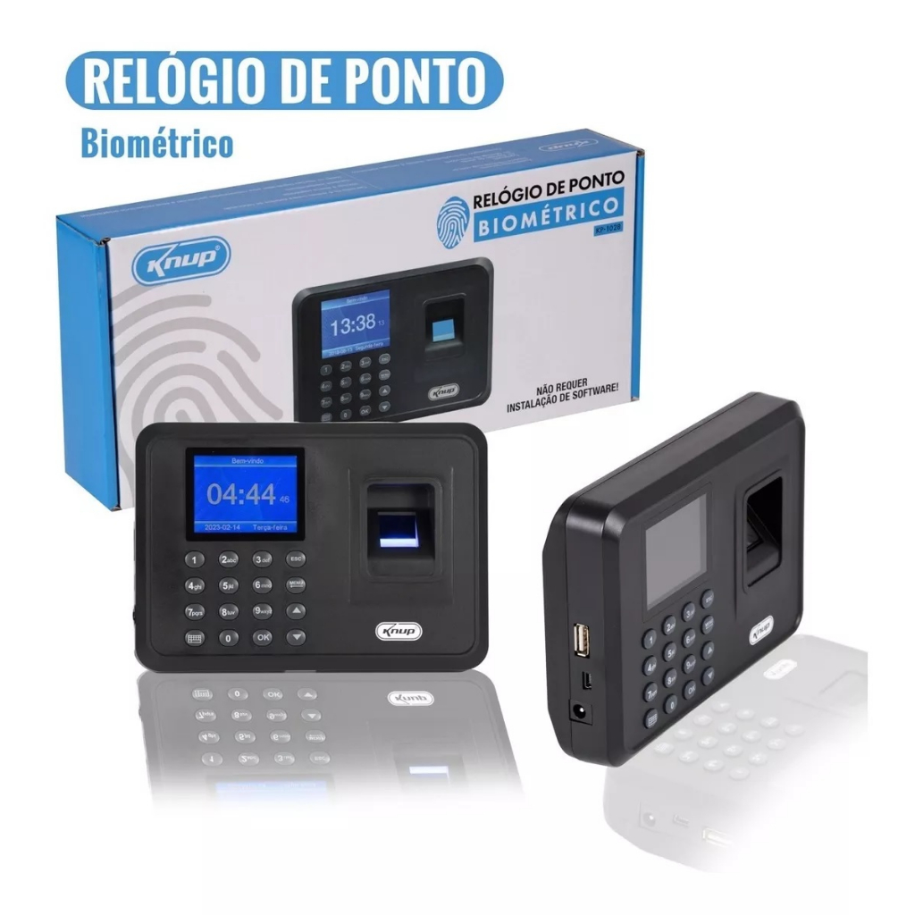 Relógio De Ponto Biométrico Impressão Digital Eletrônico Knup 1028 ...