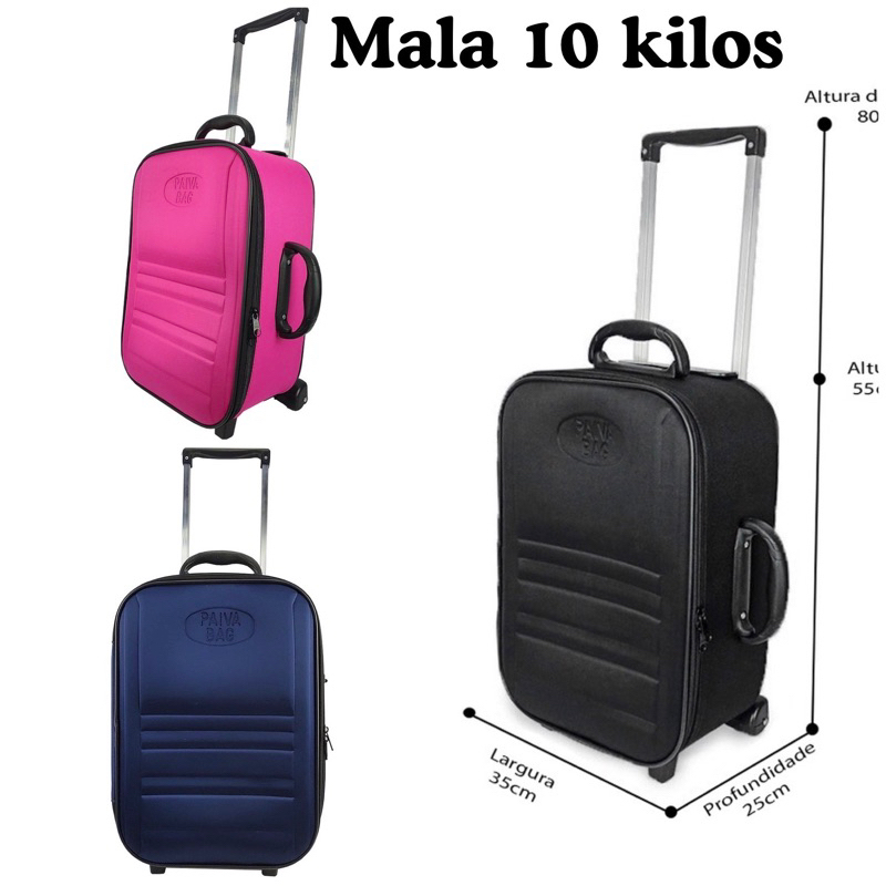 Mala De Viagem Bordo 10 kg Tamanho Padrão 55x25x35 | Shopee Brasil