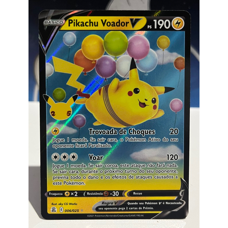 Carta Pokémon Rara Pikachu Voador V, Brinquedo Pokemon Usado 69509525