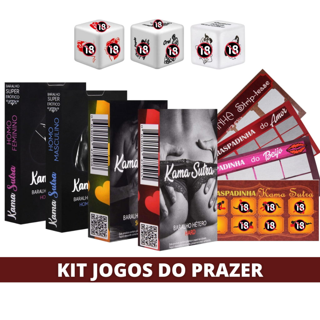 Kit Jogos Eróticos do Prazer - Baralho + Raspadinhas + Dado - Brinquedos Sexuais