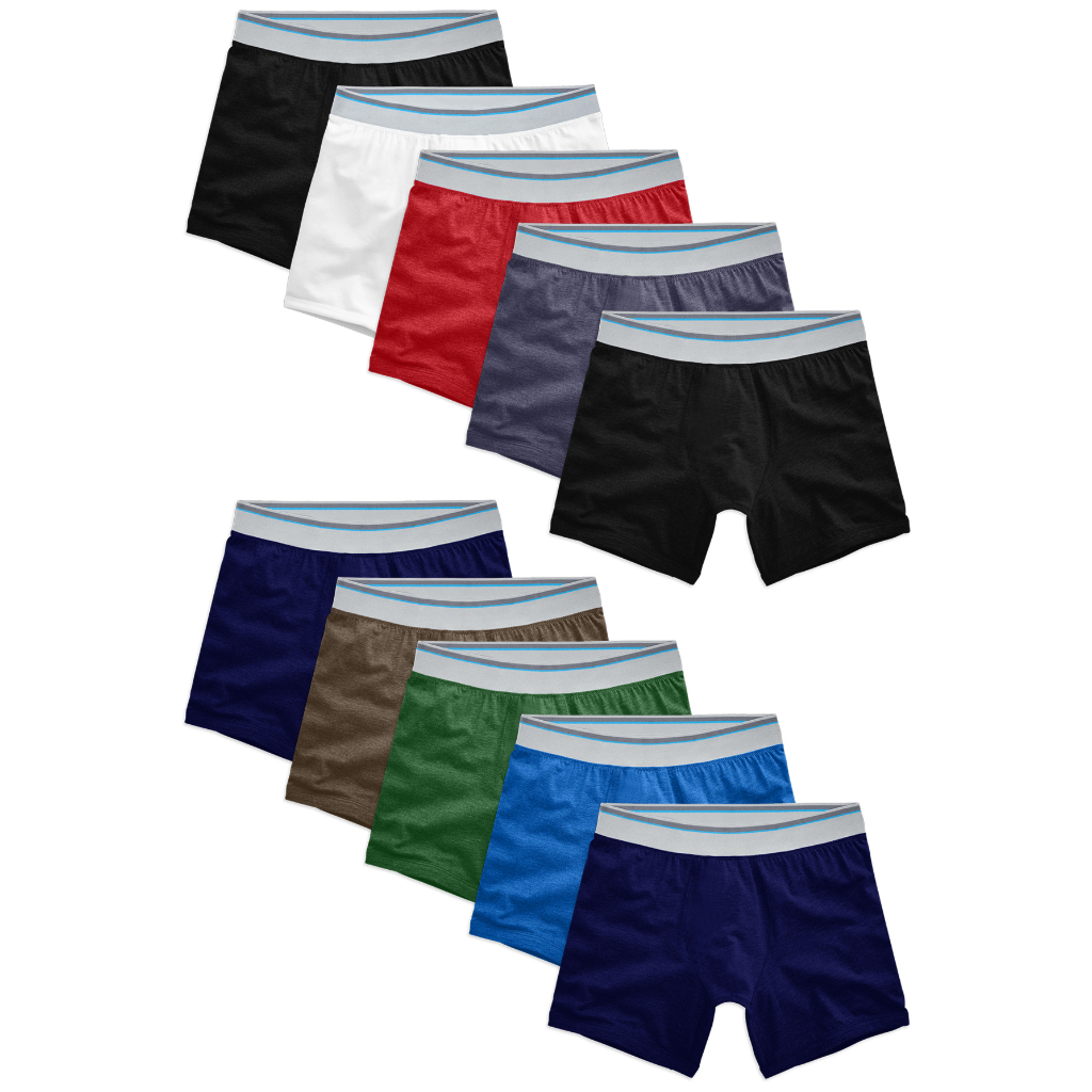 Combo com 10 Cuecas Boxer Slim Fitness Fashion Cores Sortidas