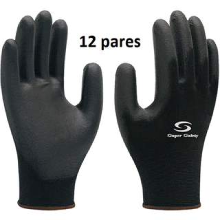 Kit 12 pares LUVA POLIAMIDA SUPER SAFETY (1003) C/ BANHO PU - CA 32034