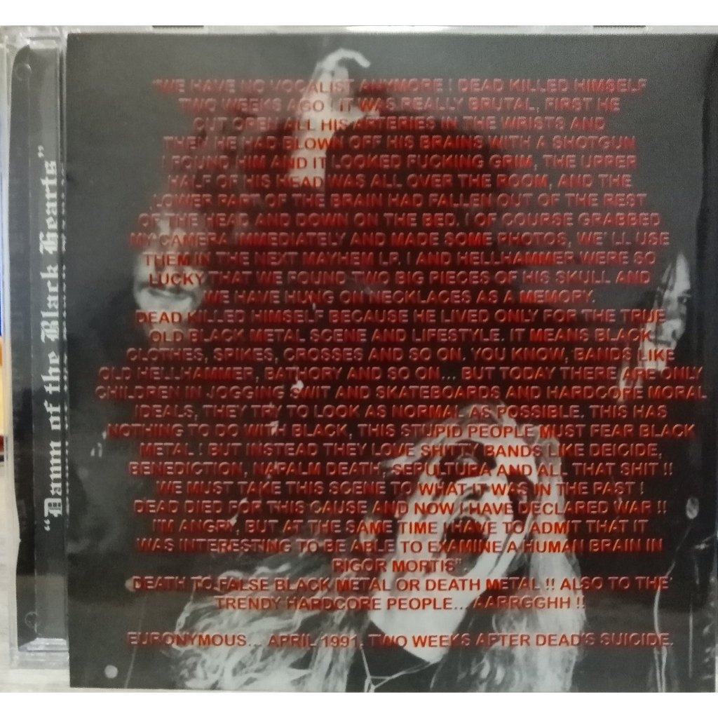 Mayhem The Dawn Of The Black Hearts CD Digipack bootleg bo