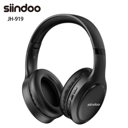 Siindoo-JH919 Auscultadores Bluetooth sem fios, auscultadores estéreo dobráveis, Super Bass, Redução de Ruído, Microfone para Laptop, PC, TV