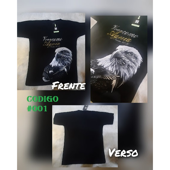 Camiseta Masculina Algodao Estampada Frente E Verso USA Aguia