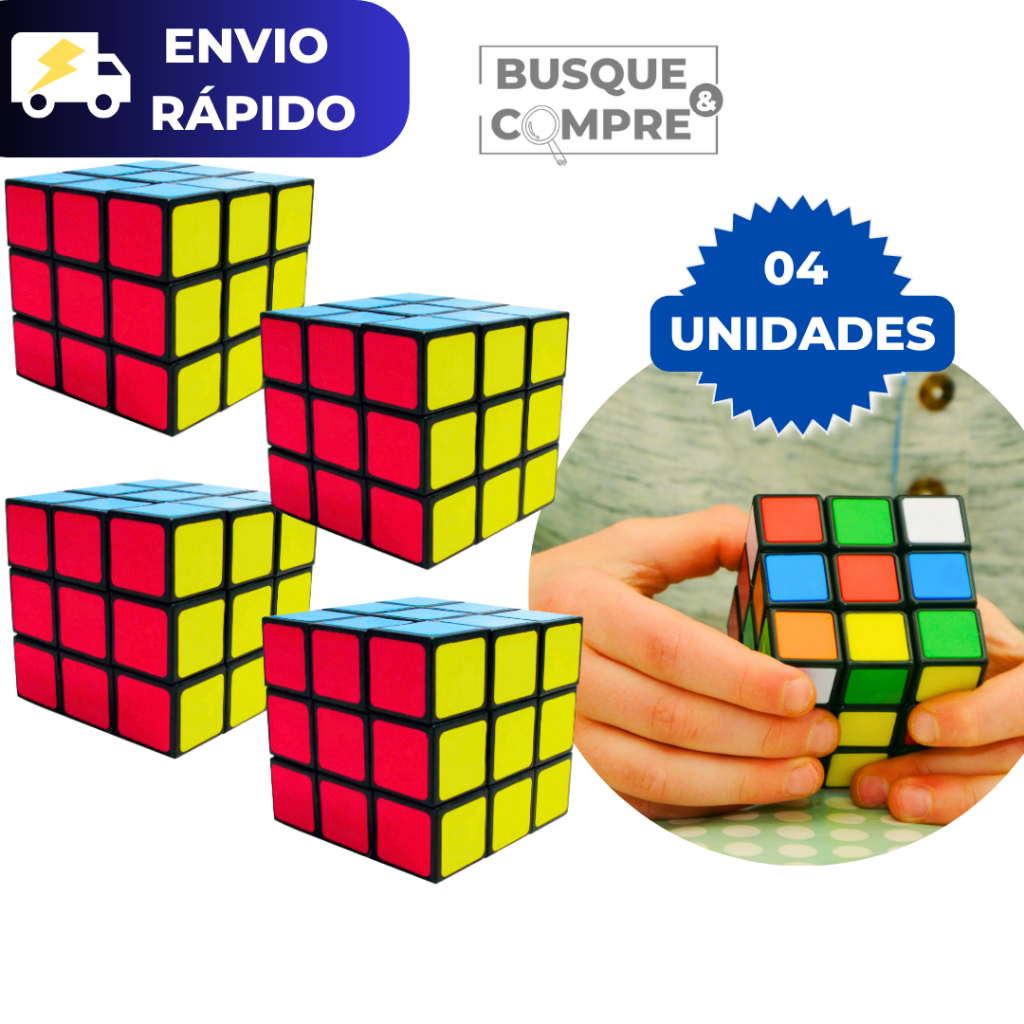 Kit com 4 Cubos Mágicos Interativos de Qualidade para Crianças Adultos para Raciocinio Anti Estresse Brinquedos Estimulante Criança Adulto