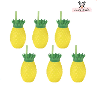 Copo De Abacaxi Amarelo 300 ml - Kit com 6 copos Injetemp