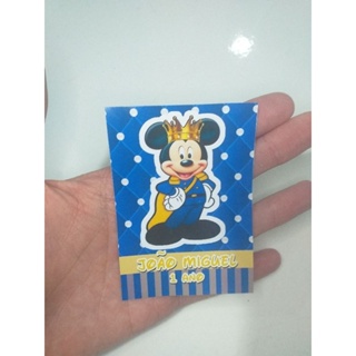 15 Adesivos do Mickey realeza para copo Long Drink 6,5cm x 9,2cm personalizados.